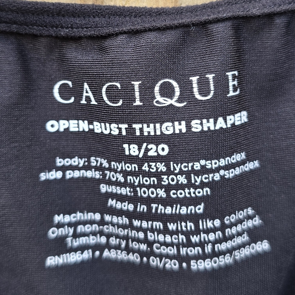 Cacique Open Bust Thigh Shaper 18/20 Black - Picture 3 of 7